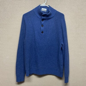 Banana Republic Italian Yarn Blue 1/4 Button MockNeck Sweater Women Size XL